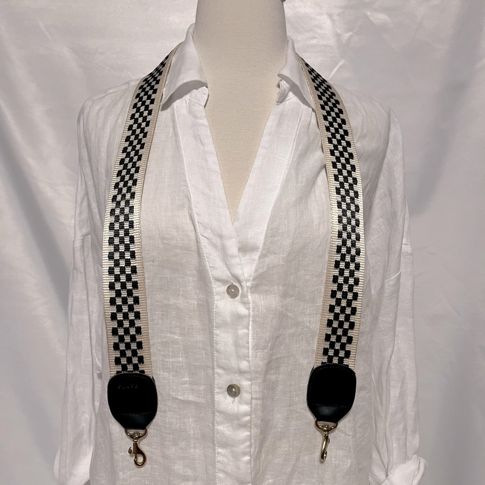 Claire V Black and White Checker Crossbody Strap